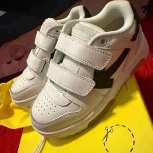 Kids White and Black Velcro Sneakers